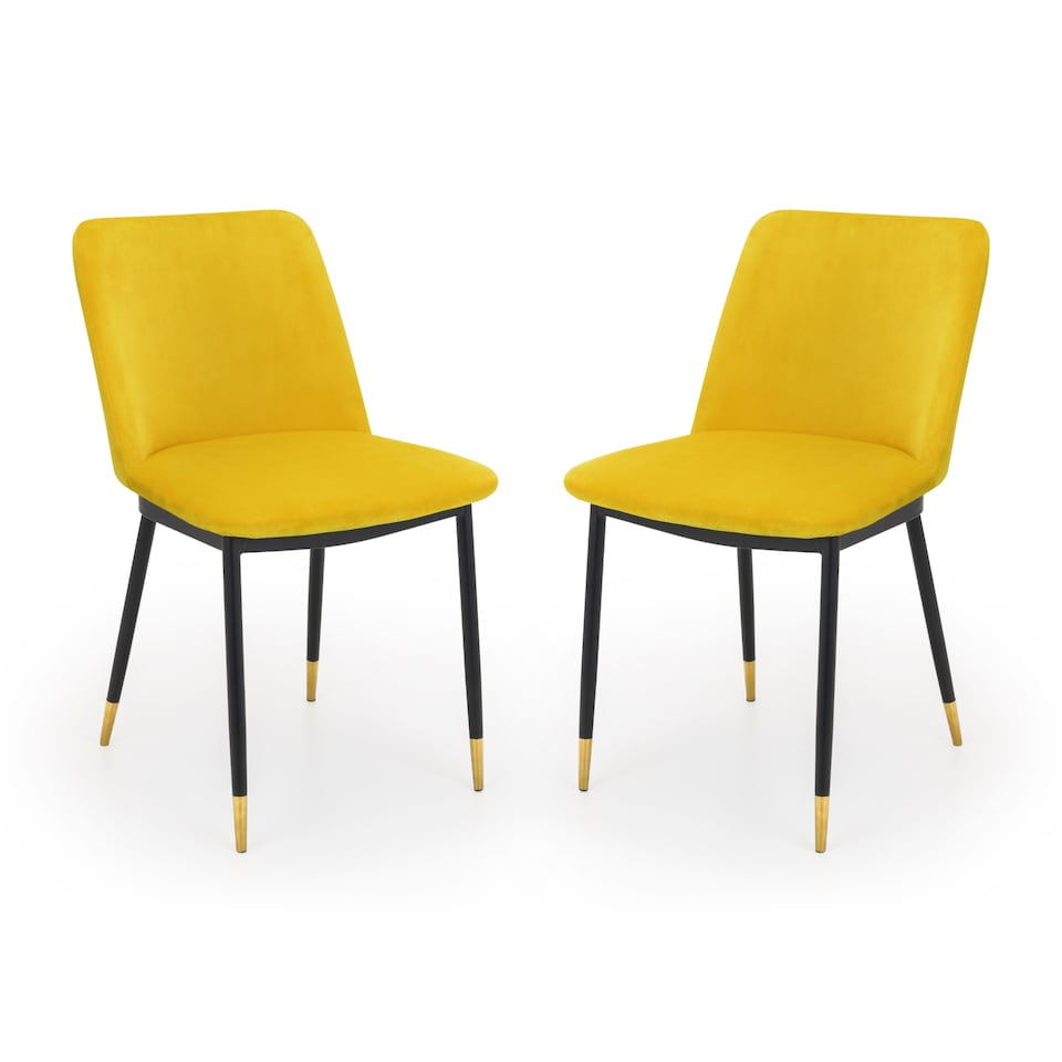 image 1 of Celeste Premium Mustard Dining Chairs - Set of 2