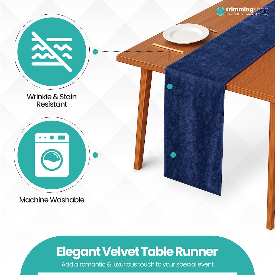 image 1 of Crushed Velvet Table Runner, Glitz Table Runners - 33 x 274cm