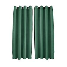 Emerald Green Linen Blackout Eyelet Curtains - 46x54 Inch Drop - Pair Green