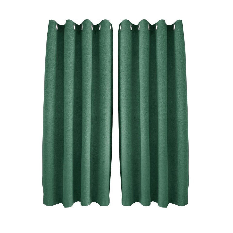 image 1 of Emerald Green Linen Blackout Eyelet Curtains - 46x54 Inch Drop - Pair Green