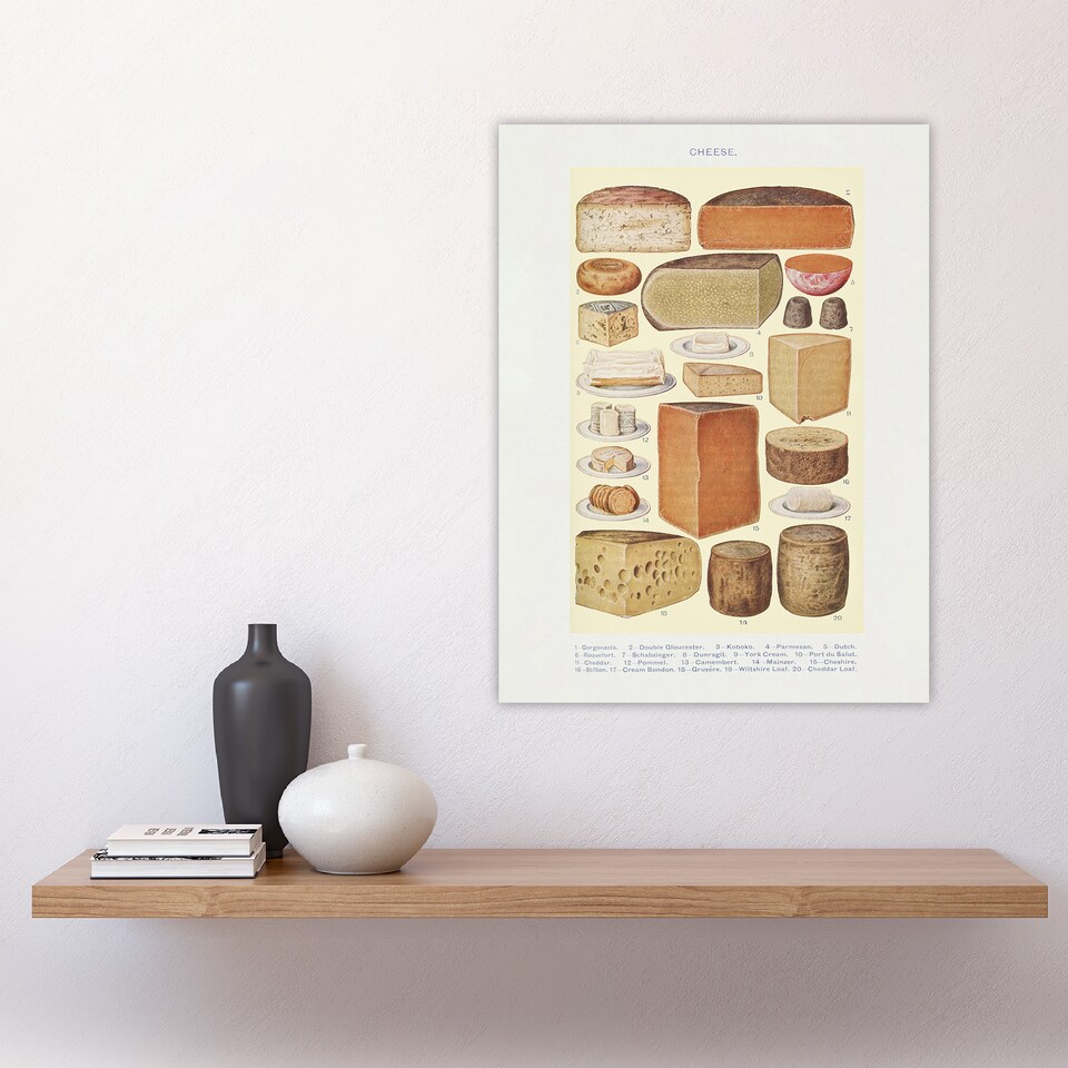 image 1 of Different Types of Cheese Mrs Beeton Huge Wall Art Print 18X24 In