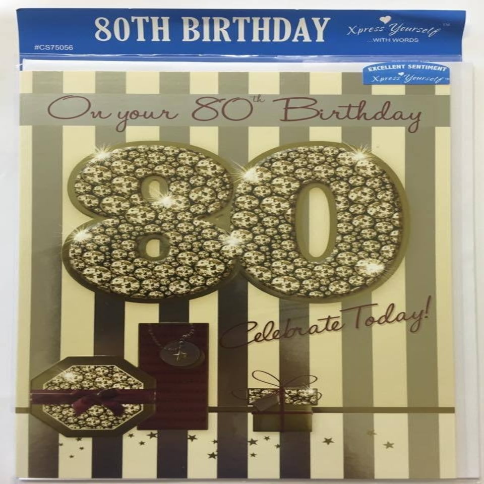 image 1 of Open Male 80 Today! Morden Style Sentiment Verse Birthday Greeting Card