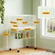 image 7 of PawHut Bird Cage with Divider, 4 Wooden Perches, Slide Out Tray, White