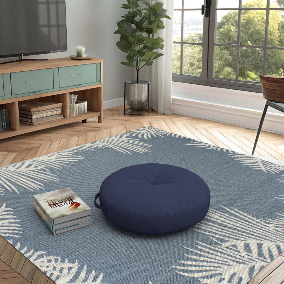 image 1 of Covers&All Round Chair Cushions with Handle, Thick Outdoor Indoor Cushion and Floor Pillow for Patio, Navy Blue