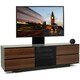 image 1 of Centurion Supports AVITUS ULTRA Gloss Black Remote Friendly BeamThru Door with 4-Walnut Drawers up to 65" Flat Screen TV Cabinet with Mounting Arm Black