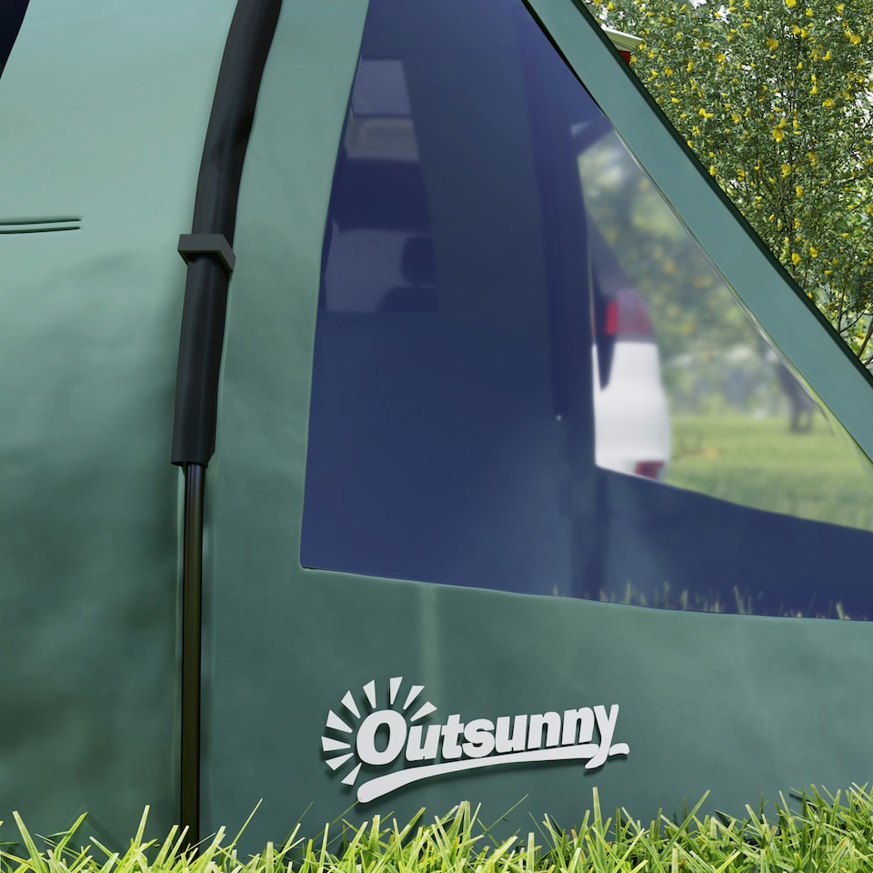 image 1 of Outsunny 3-4 Persons Tunnel Tent, Two Room Camping Tent w/ Windows, Black