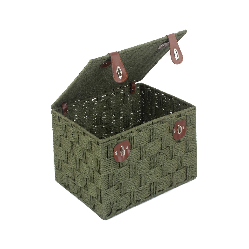 image 1 of Extra Large Green Woven Paper Rope Hamper | Green | Green