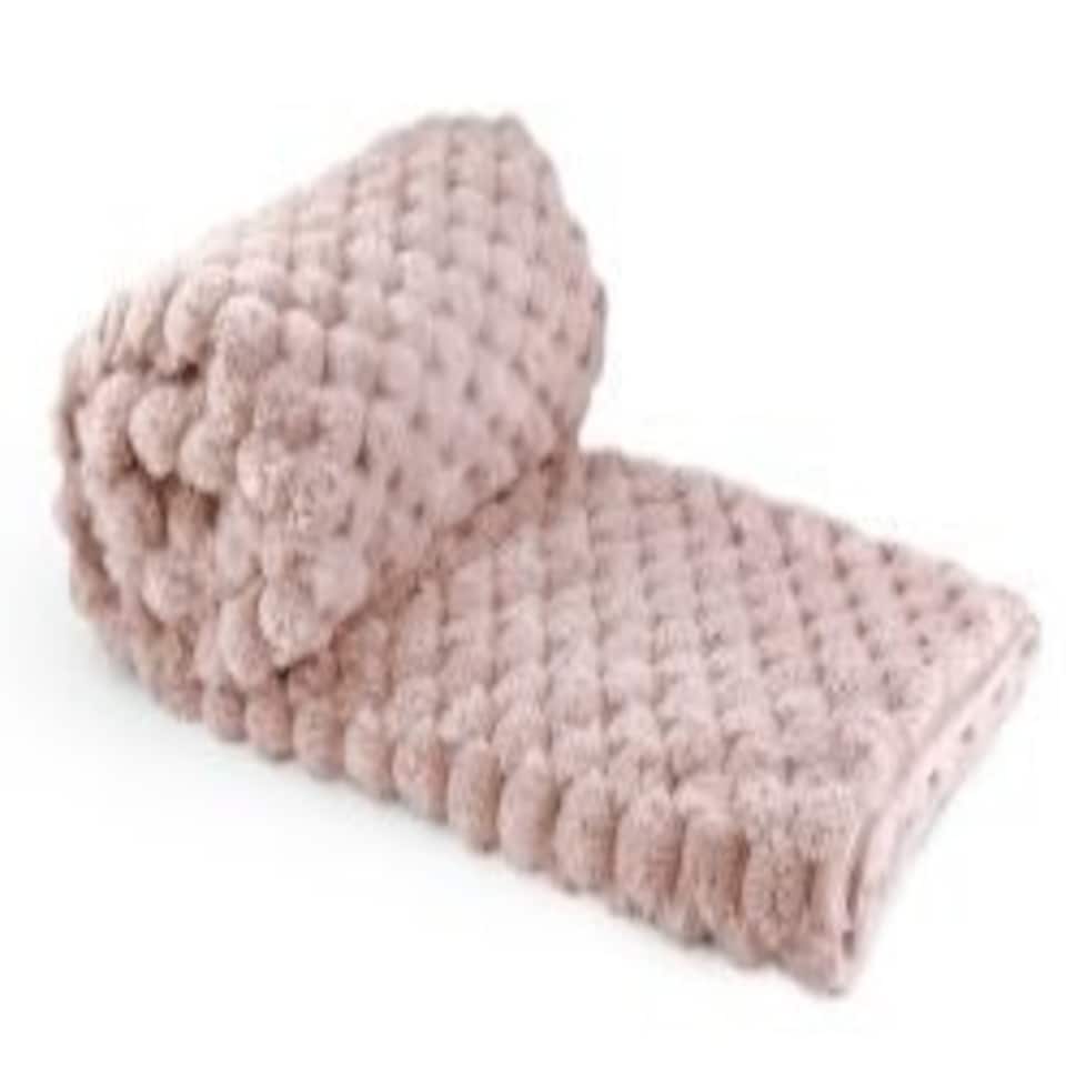 image 1 of Leah Collection Deluxe Throw in Blush Pink (55" x 71") Pink | Pink