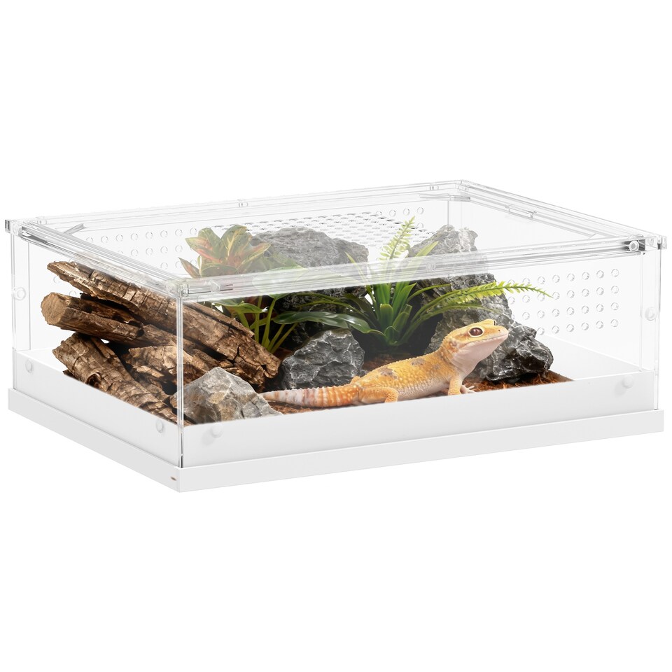 image 1 of PawHut Reptile Terrarium,Vivarium with Top Sliding Door, 360 degree Acrylic Reptile Tank Breeding Box with Vents, for Snake, Frog, Spider, Gecko, Tarantula, Stick Insect, Praying Mantis | Clear