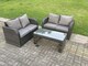 image 1 of Fimous Dark Grey PE Wicker Rattan Garden Furniture Set Love Sofa 2 Seater Sofa Set Outdoor Rectangular Coffee Table 4 Seater
