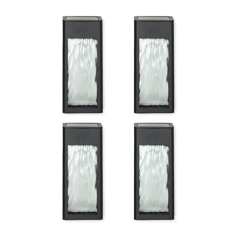image 1 of ValueLights Set of 4 Multi-Function Wall/Fence Solar Lights | Black