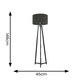 image 3 of ValueLights Lottie Black Wood Tripod Floor Lamp with Charcoal Boucle Drum Shade