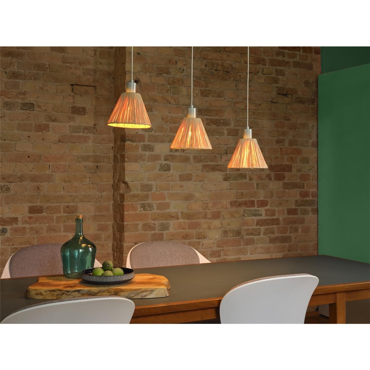 Osram Decor Raffia Pendant Linear LED Ceiling Light 3XE27 Green 3x15W Modern
