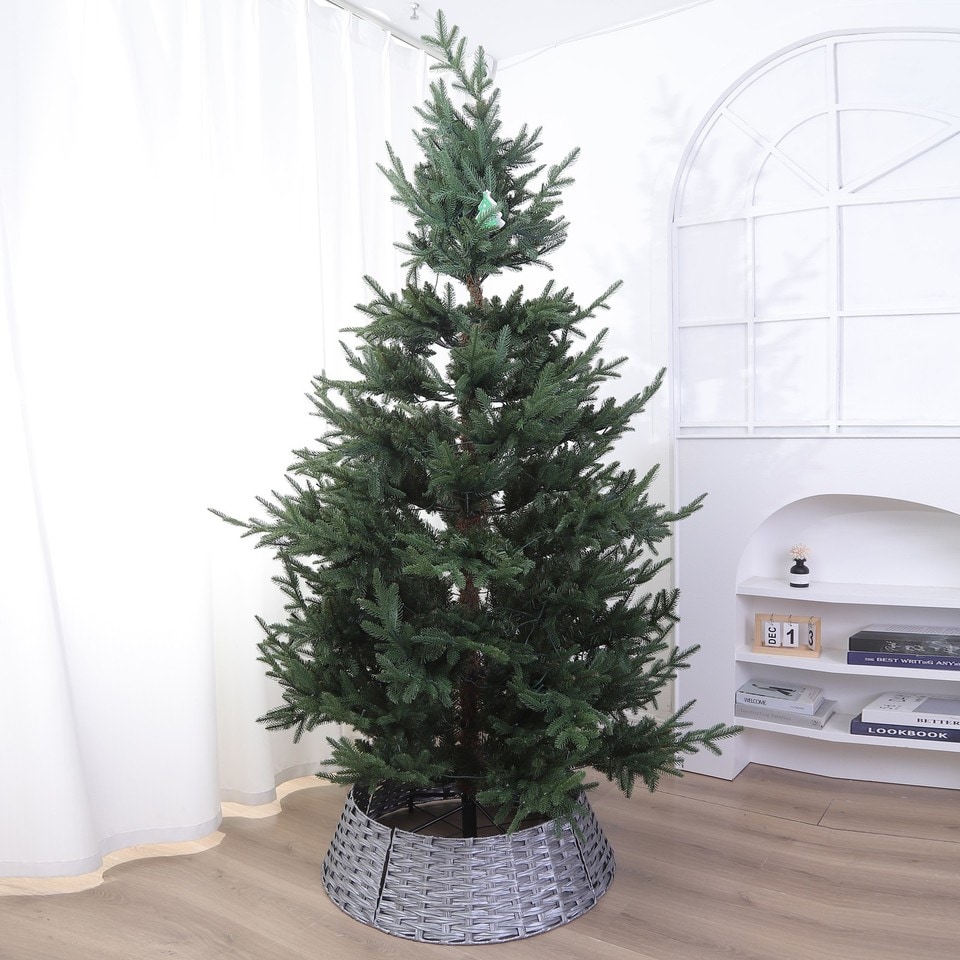 image 1 of 76cm Christmas Xmas Tree Skirt Round Decorative Festive Base Stand Cover 4 Pcs | Silver | Silver