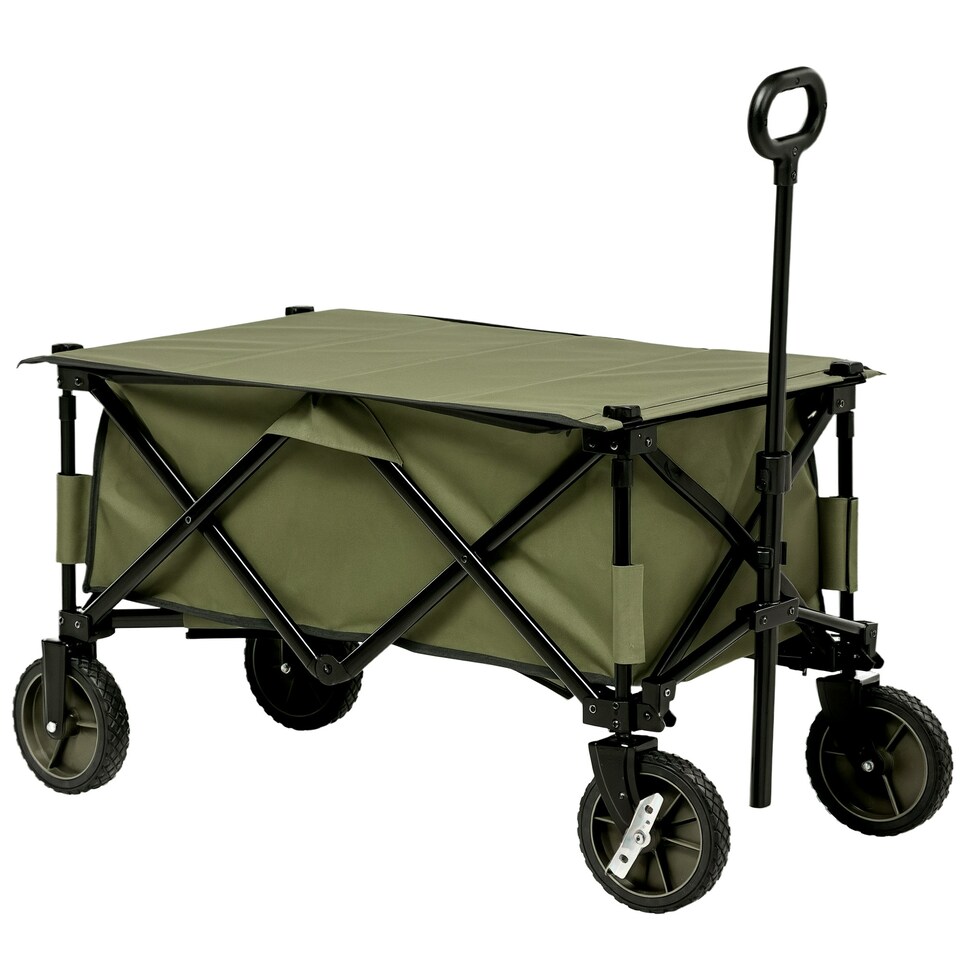 image 1 of Outsunny Folding Wagon Garden Cart Collapsible Camping Trolley for Outdoor