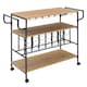 image 1 of Living and Home Metal Rolling Bar Cart with Wine Rack - 107*42*86cm - Brown