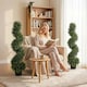 image 6 of Artificial Cypress Topiary Tree with 700 Leaves, Set of 2