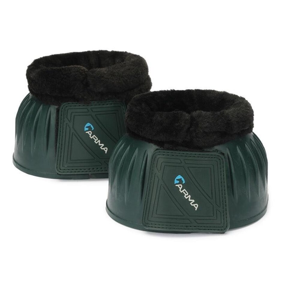 image 1 of Shires Arma Black Fleece Over Reach Boots Black | Colour: Black/Cherry
Size: Pony