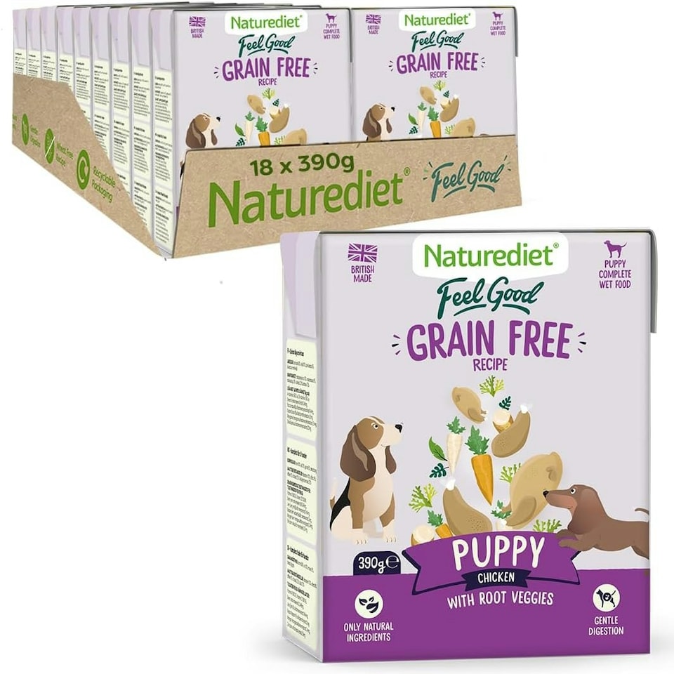 image 1 of Naturediet - Grain Free Wet Dog Food, Natural and Nutritionally Balanced, Grain Free, Puppy, 390g (Pack of 18)