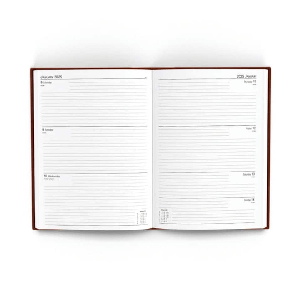 image 1 of 2025 A4 Week To View Burgundy Desk Diary