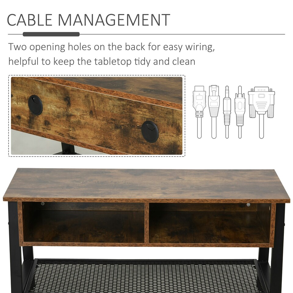 image 1 of HOMCOM Media Stand for TVs Up to 45" TV w/ 3 Shelves Cable Holes Metal Frame