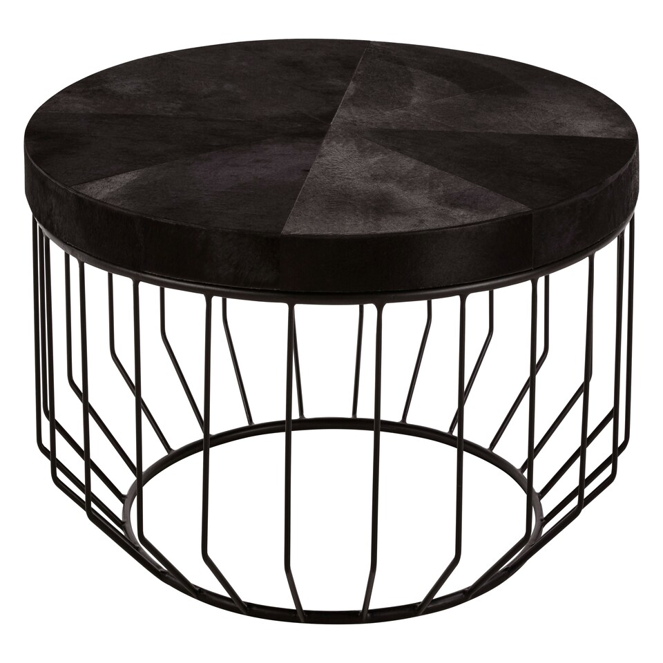 image 1 of Kensington Townhouse Hair On Hide Top Round Coffee Table Black