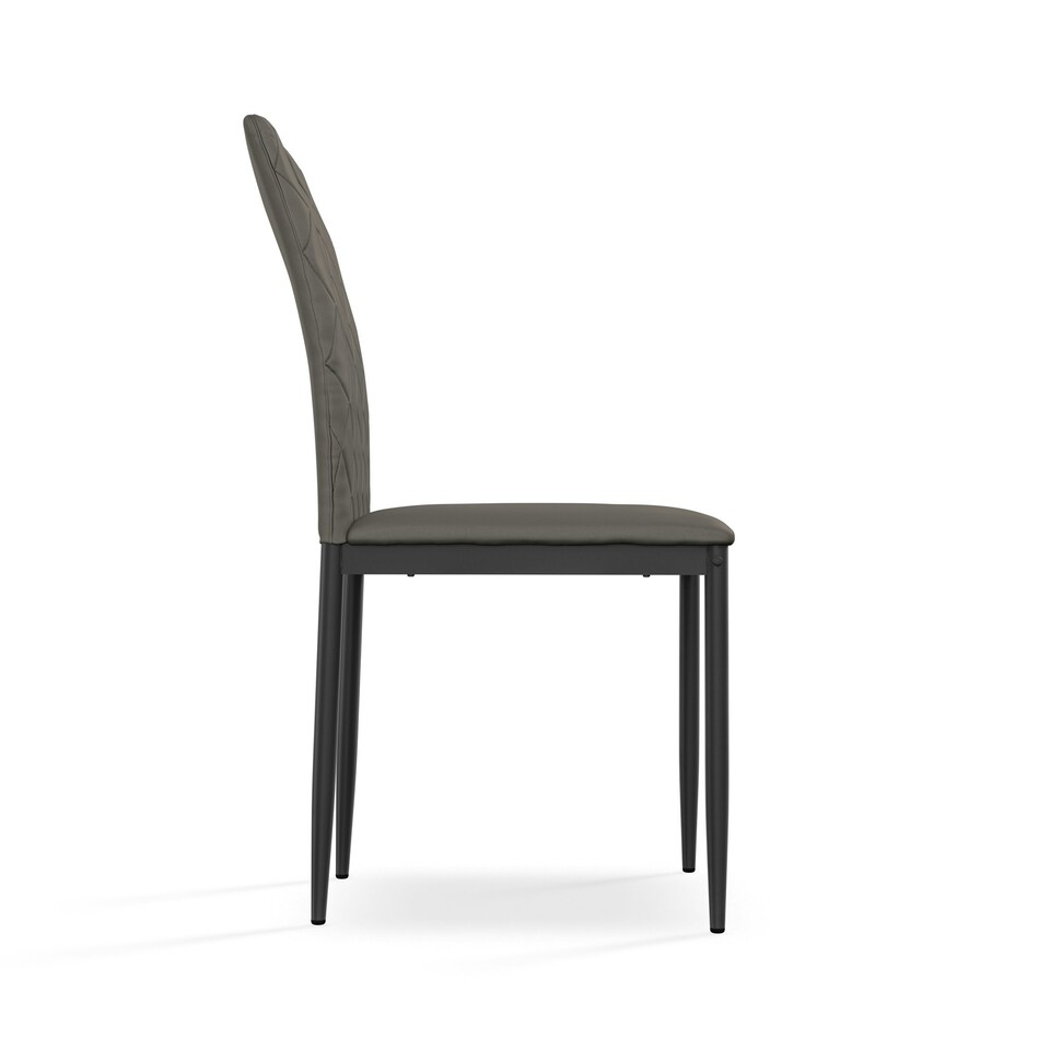 image 1 of Set Of 2 Monza Faux Leather Dining Chair Modern Padded Seat Metal Legs Kitchen Grey | Grey