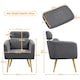 image 3 of Yaheetech Boucle Barrel Accent Chair with Adjustable Headrest and Lumbar Pillow Grey | Dark Gray