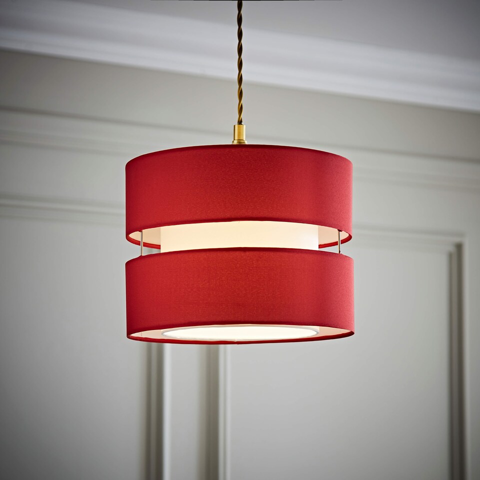 image 1 of ValueLights Sophia Small Red 2 Tier Ceiling Light Shade Red