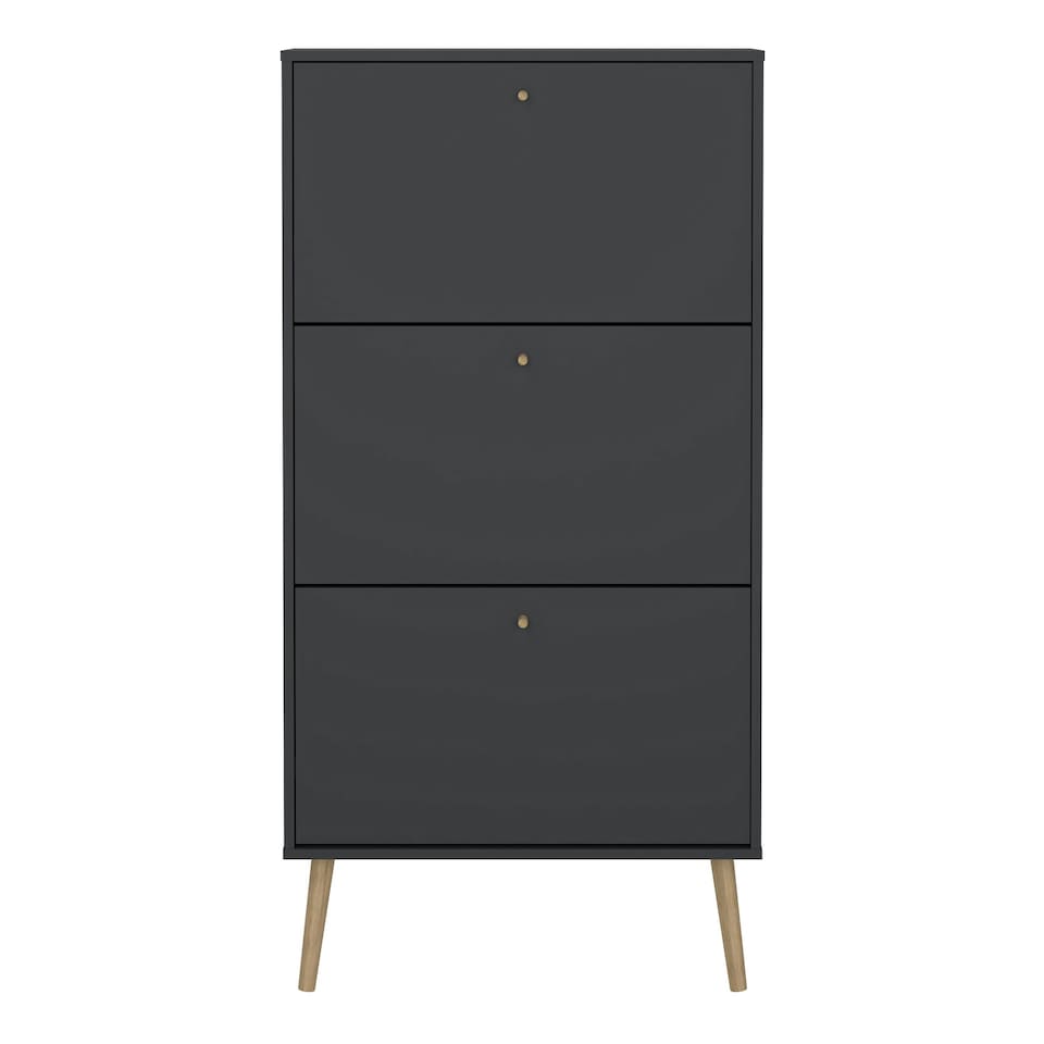 image 1 of Cumbria Shoe Cabinet 3 Flip Down Doors Dark Grey