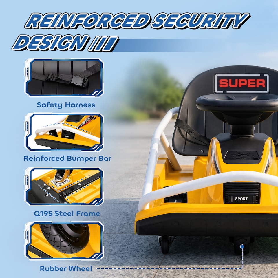 image 1 of AIYAPLAY 24V Electric Go Kart for Kids with Drift Mode, Soft Start
