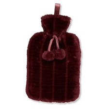 Ribbon Classic Faux Fur Hot Water Bottle Cover - Red - One Size