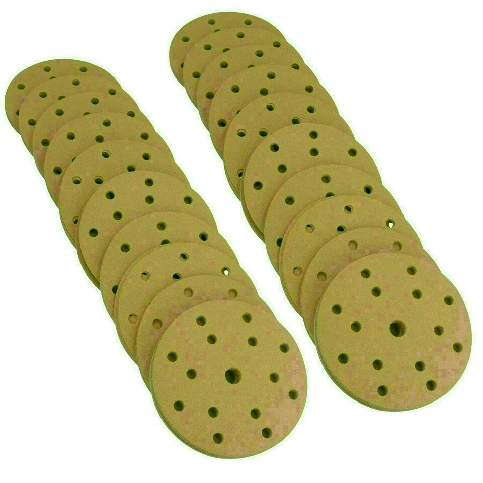 image 1 of 150mm Sanding Discs Aluminium Oxide Abrasive 180 Grit 15 Hole Hook + Loop 200pc