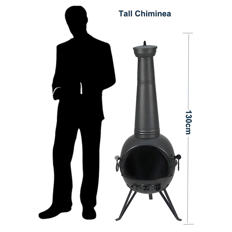 image 1 of Gr8 Garden Large 130cm Tall Garden Patio Chiminea Wood Log Burner Fire Pit BBQ Grill Heater