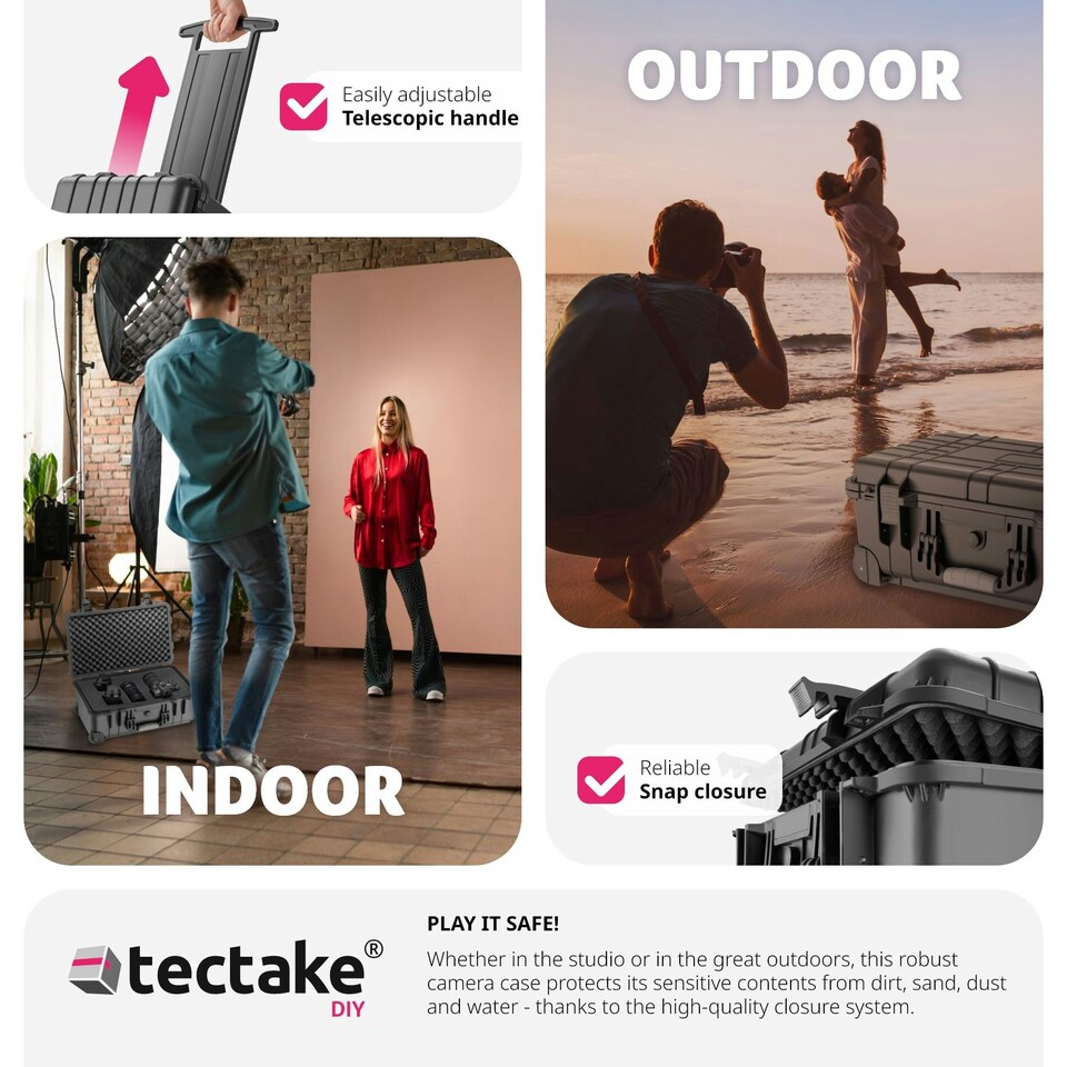 image 1 of Camera Case - hard shell, foam inserts, waterproof, telescopic handle | Black | M | 1