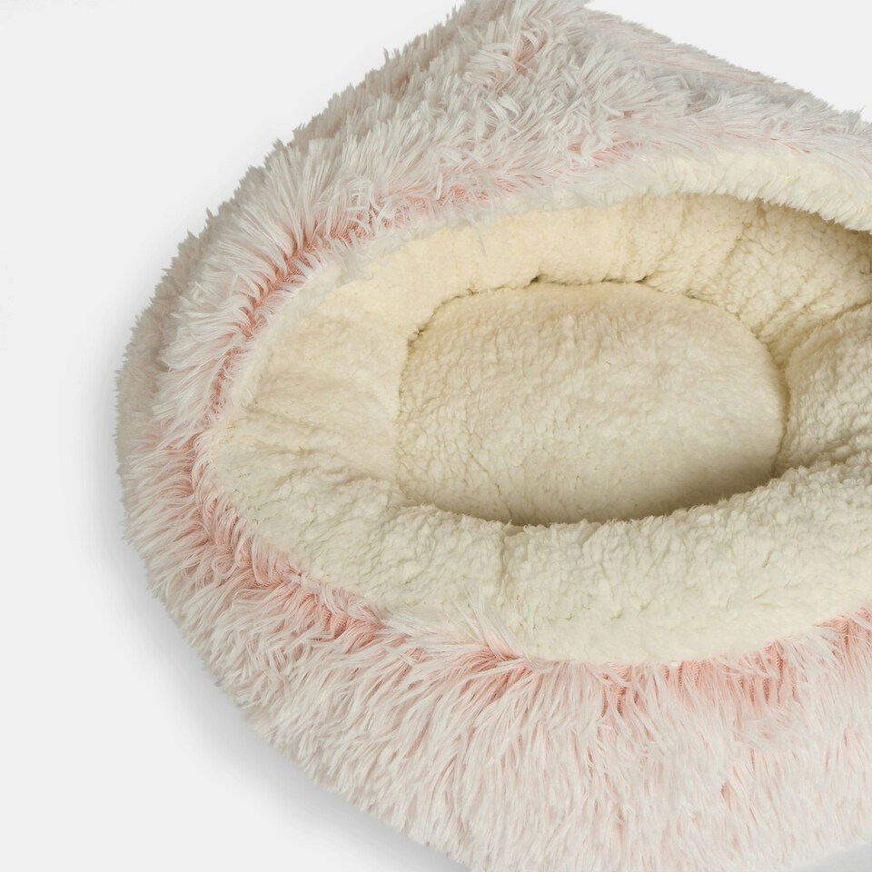 image 1 of OHS Fluffy Dome Pet Dog Cat Cave Nest Plush Bed, 45x45cm Pink | Blush Pink | S