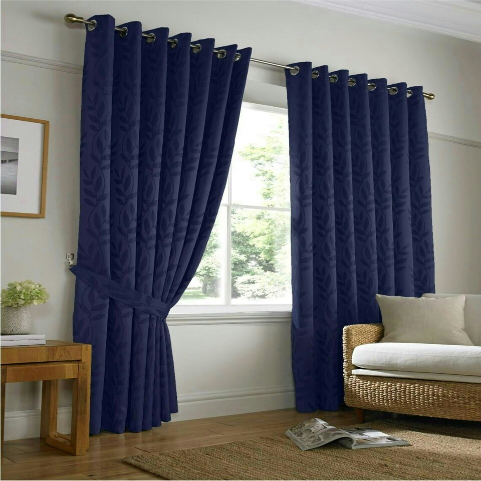 image 1 of Tivoli Fully Lined Eyelet Curtains - Navy - 229x229cm