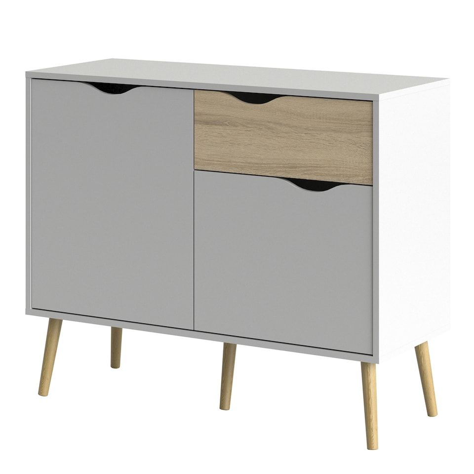 image 1 of Oslo Sideboard Small 1 Drawer 2 Doors in White and Oak
