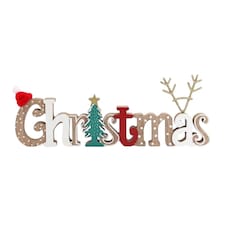 Something Different Letter Christmas Decoration - Natural/Green/Red - One Size