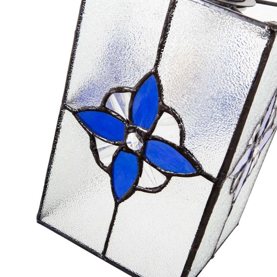 image 1 of Traditional Clear Glass Tiffany Style Pendant Light Shade with Royal Blue Panels | Blue