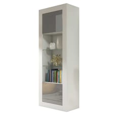 Display Cabinet Bookcase Bookshelf Storage Cabinet Glass Display Unit White Grey High Gloss 170cm