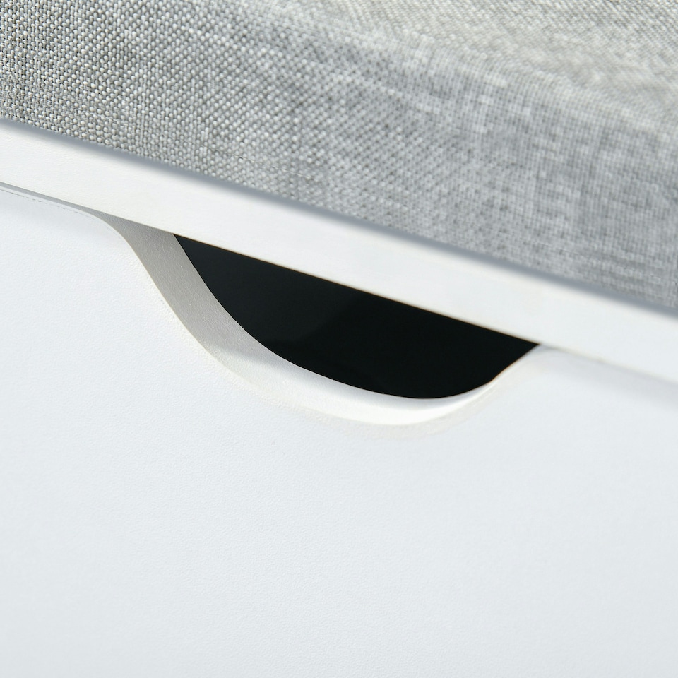 image 1 of HOMCOM Shoe Storage Cabinet Bench w/ Cushion Adjustable Shelves White White