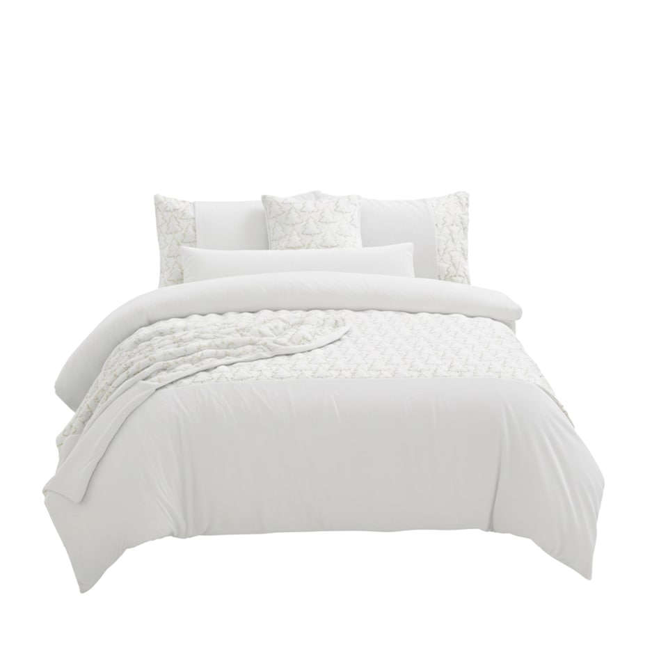 image 1 of Ultra Soft Teddy Duvet Cover Set Christmas Tree Cozy Fleece Bedding | White | Single