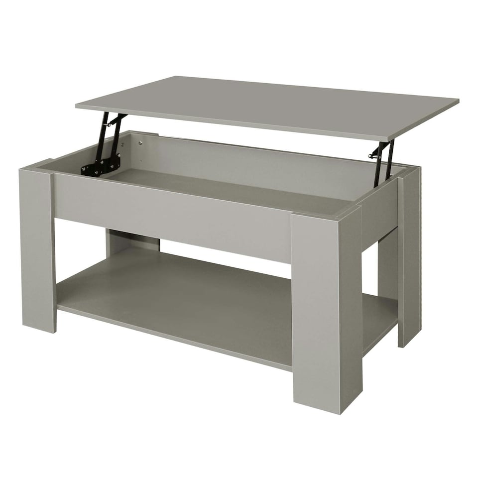 image 1 of Grey High Gloss Lift Top Storage Coffee Table Grey