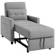 image 1 of HOMCOM Pull Out Chair Bed, Sleeper Chair with Pillow, Side Pockets, Light Grey