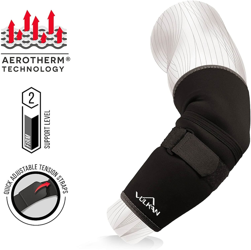 image 1 of Vulkan Classic Elbow Support with Strap | Black | M