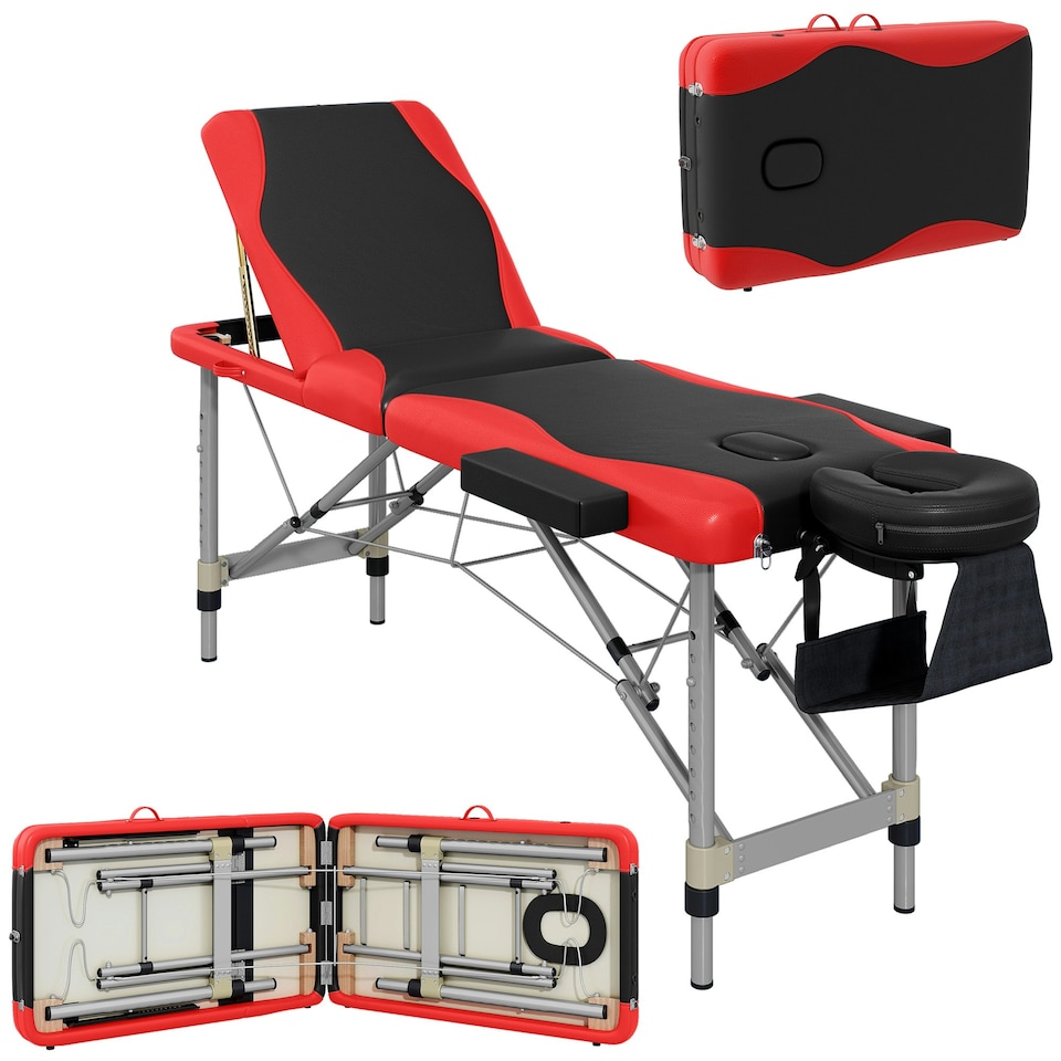 image 1 of HOMCOM Portable Massage Table Beauty Therapy Couch Bed Spa Aluminum Red
