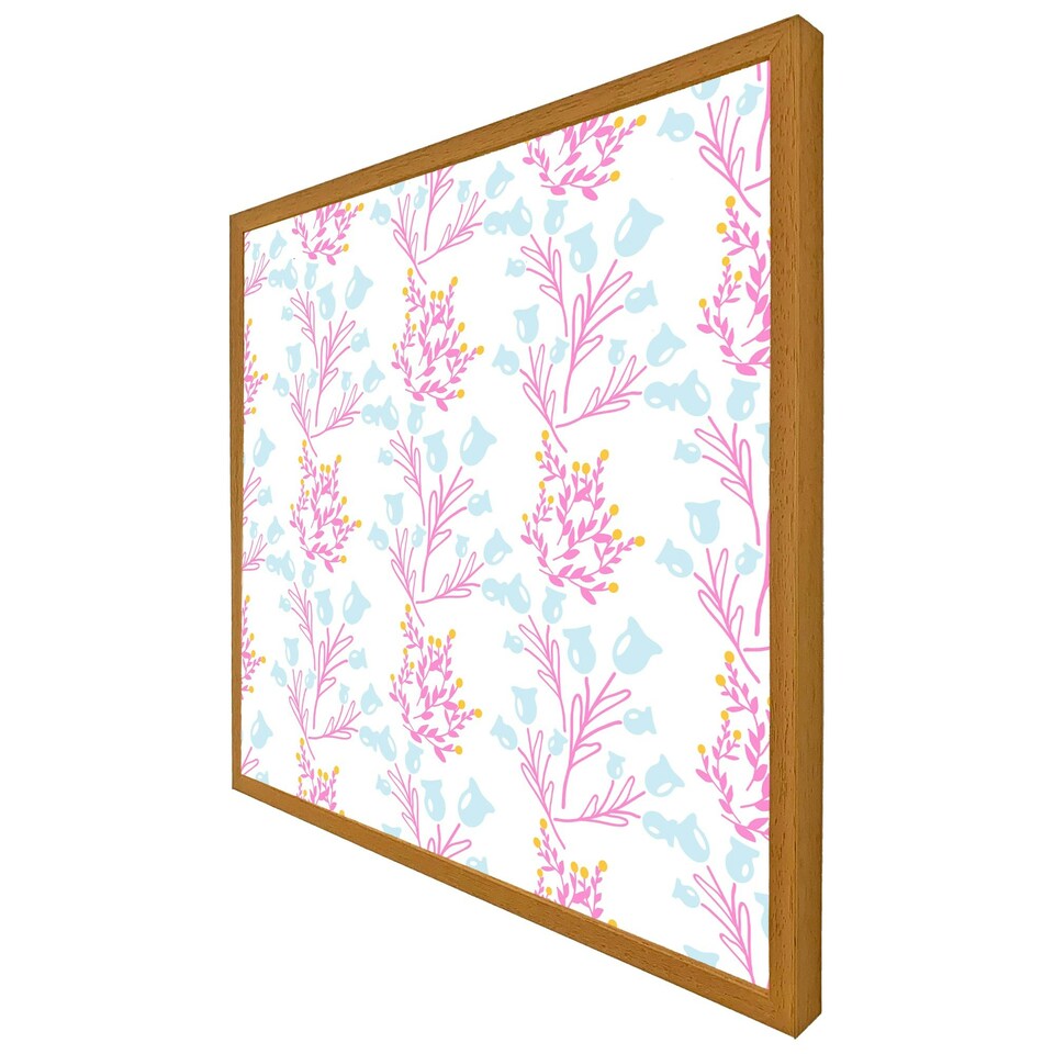 image 1 of Pink & blue flower design (Picture Frame) Black | L