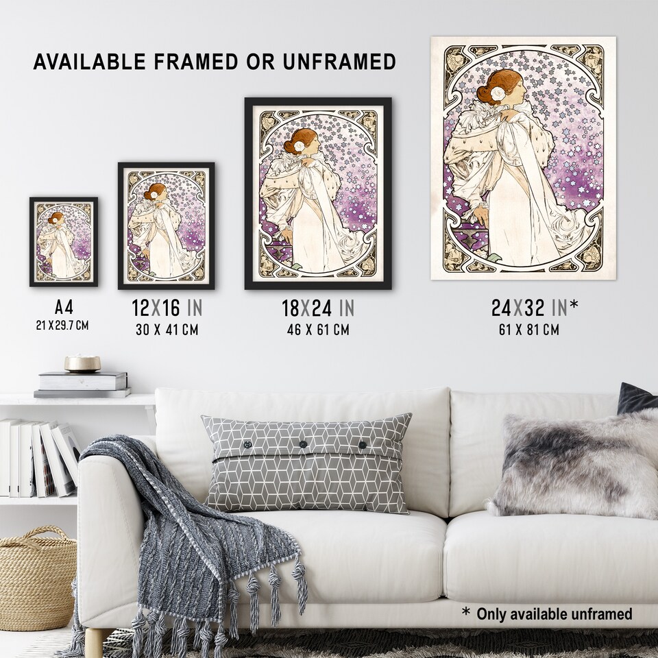 image 1 of Lady of Camellias Theatre French Vintage Wall Art Print Mucha 12x16"