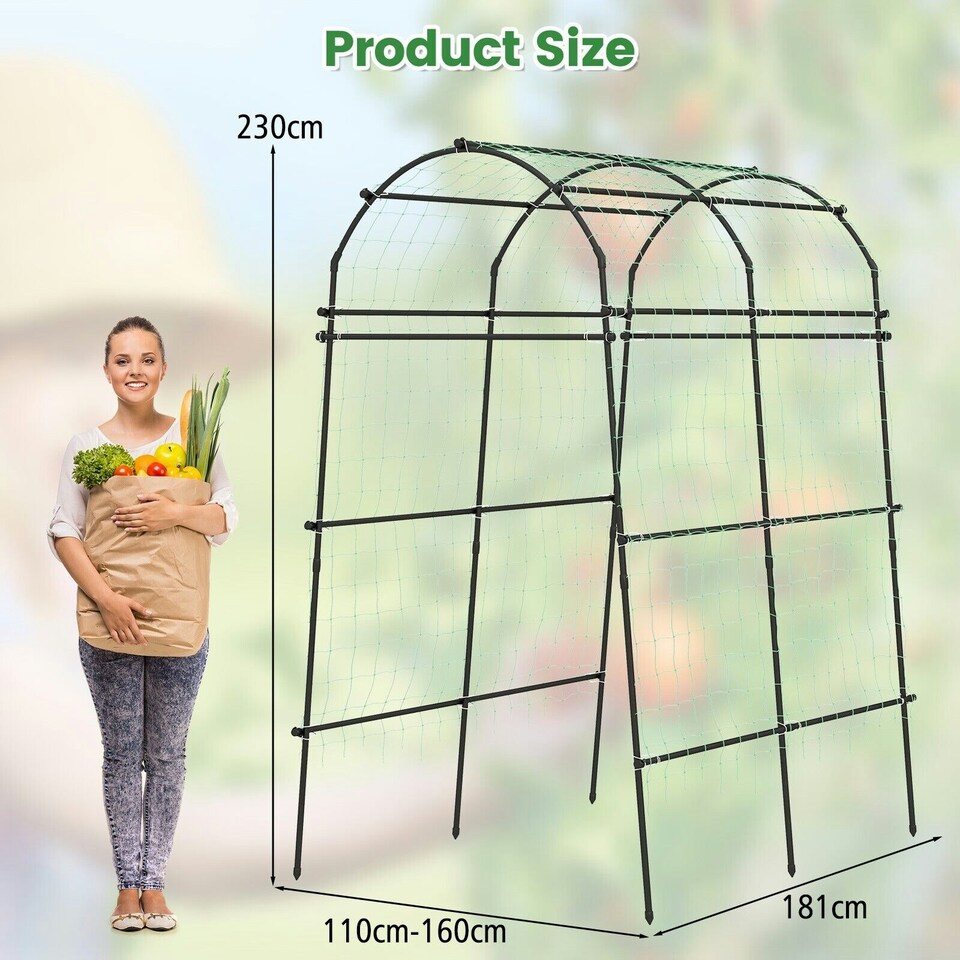 image 1 of COSTWAY 230CM Metal Garden Arch Arbor Climbing Trellis Pergola